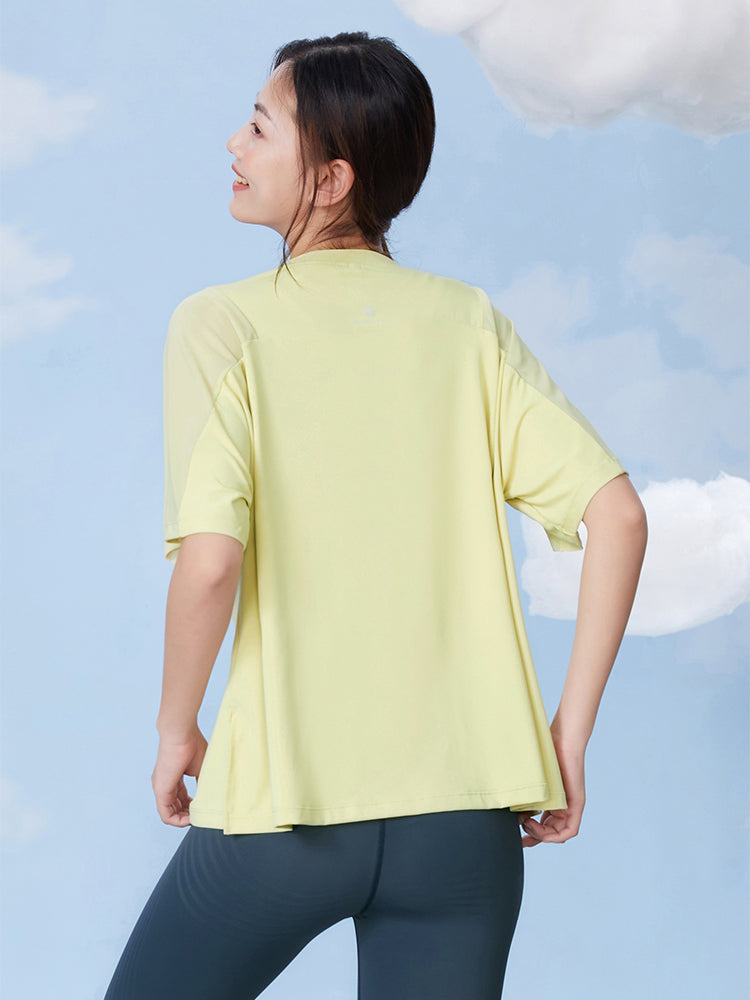 ゆったりメッシュ入り薄手Tシャツ - SLOLI