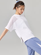 ゆったりメッシュ入り薄手Tシャツ - SLOLI