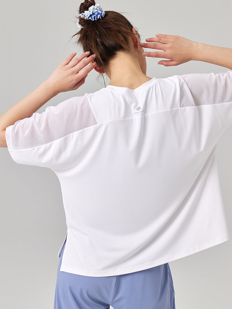 ゆったりメッシュ入り薄手Tシャツ - SLOLI