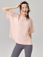ゆったりメッシュ入り薄手Tシャツ - SLOLI