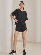 ゆったりメッシュ入り薄手Tシャツ - SLOLI