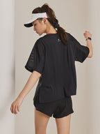 ゆったりメッシュ入り薄手Tシャツ - SLOLI