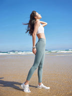 新色入荷 LYCRA® V字デザインハイウエストレギンス - SLOLI