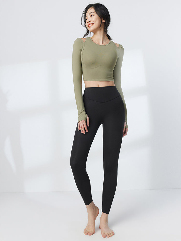 新色入荷 LYCRA® V字デザインハイウエストレギンス - SLOLI