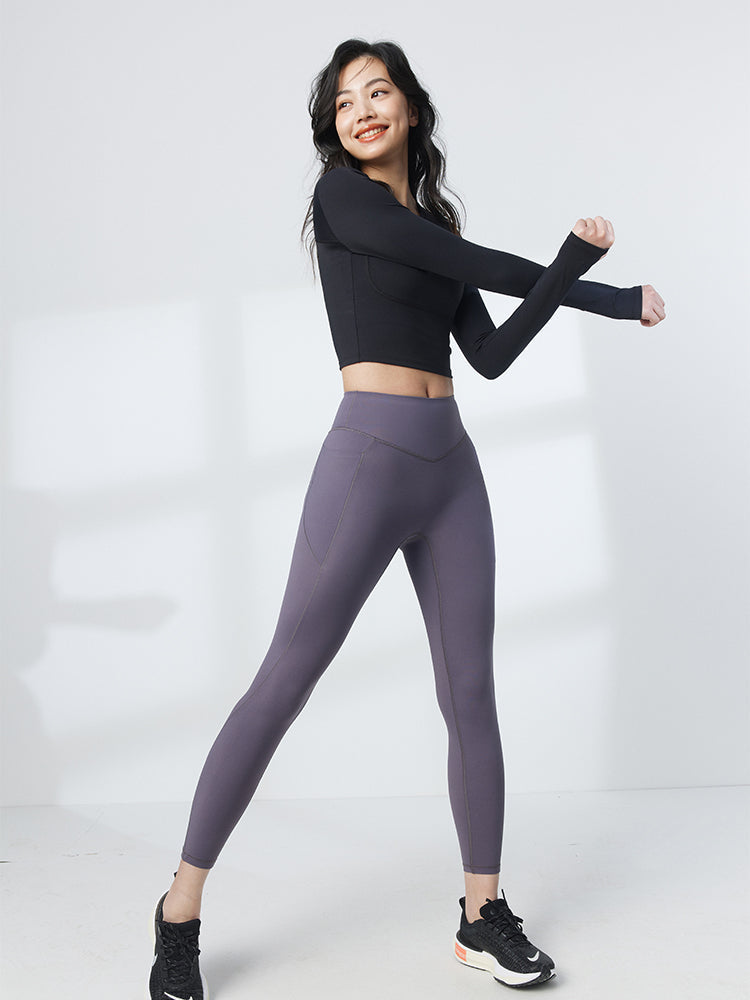 新色入荷 LYCRA® V字デザインハイウエストレギンス - SLOLI