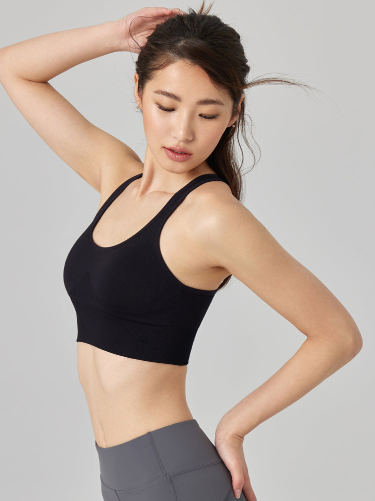 4段ホック付きクロスバックス トップス スポーツブラ - SLOLI
