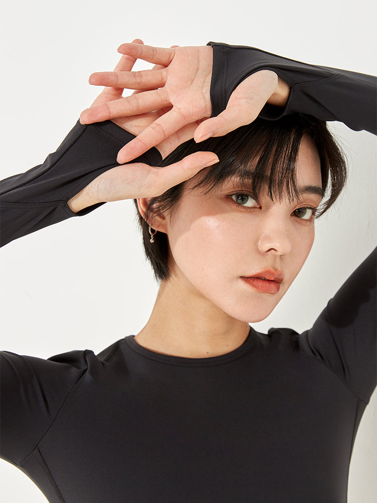 ショート丈 高弾力 オーロラ長袖シャツ - SLOLI